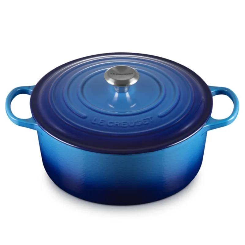 PANELA REDONDA LE CREUSET SIGNATURE 34CM EM FERRO FUNDIDO AZURE BLUE 21177342202430 - Le creuset