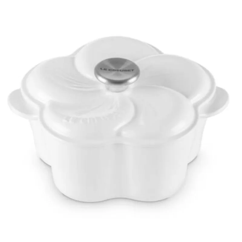 PANELA FLORAL LE CREUSET TRADITION 20CM EM FERRO FUNDIDO COM PUXADOR INOX BRANCO 21934200101460 - Le creuset