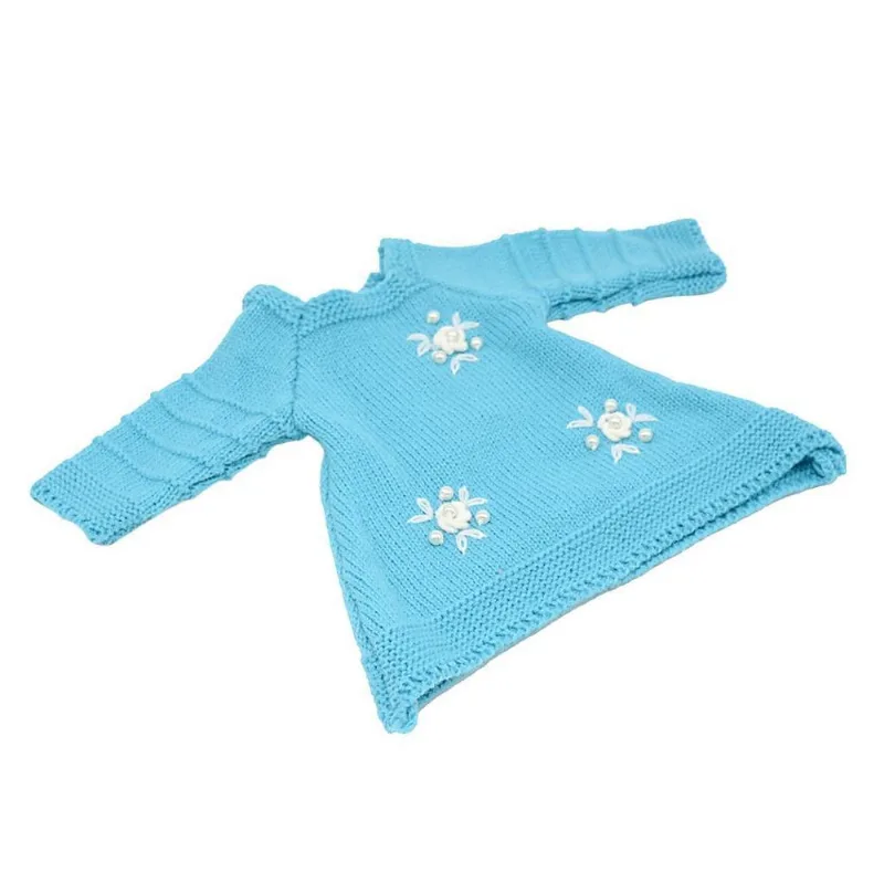 Vestido De Camisola De Malha Floral Bonito Para Bonecas De 18 Polegadas