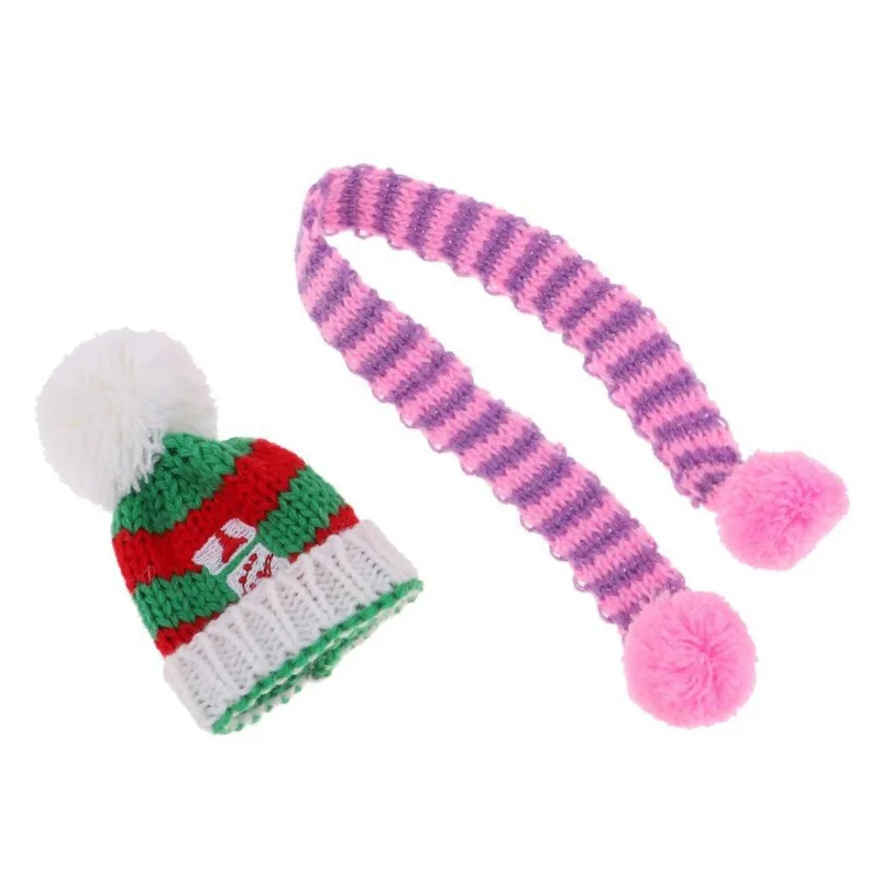 Roupa De Inverno De Lenço De Malha E Chapéu De Papai Noel Feita À Mão Para Bonecas