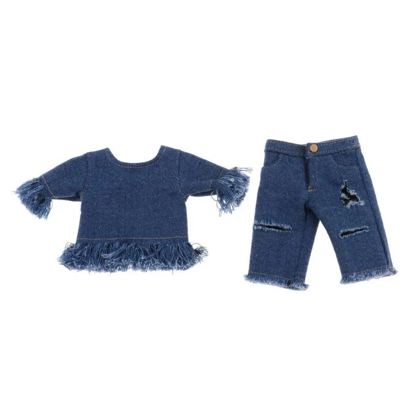 2 Peças De Top E Calças Jeans Adoráveis Para 1/3 De Roupas De Boneca Bjd
