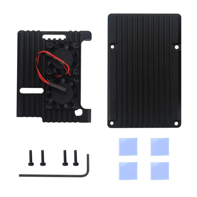 Dissipador De Calor De Ventilador De Ventilador Duplo Com Caixa De Metal Para Framboesa