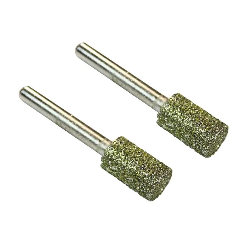 2pçs Cilindro Abrasivo Com Ponta De Cabeça Revestida Com Diamante