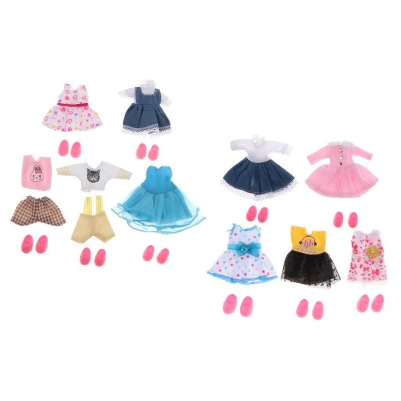 10 Conjuntos De Roupas De Bonecas Vestidos Com Sapatos Adequados Para 6''
