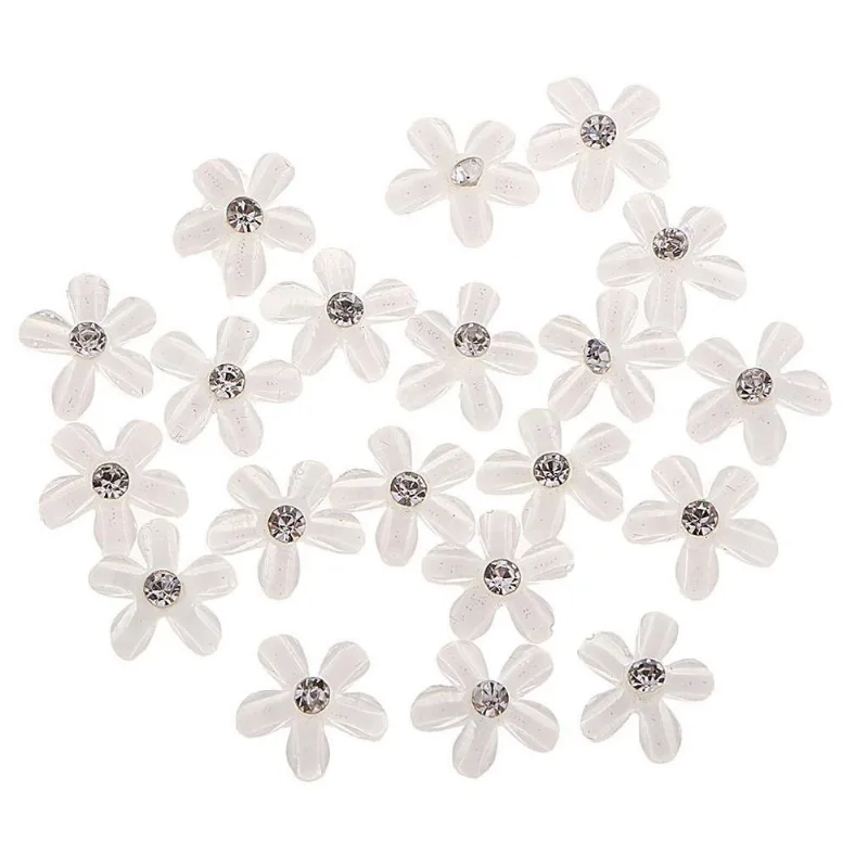 8x20 Flores Flatback Botão Strass Enfeites Para