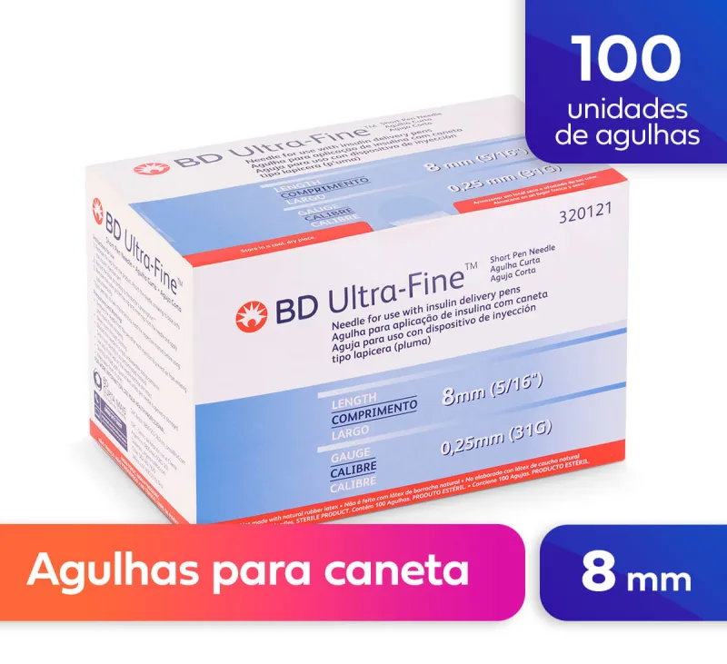 Agulha Bd Ultra-Fine™ 8mm 100 Unidades - Bd