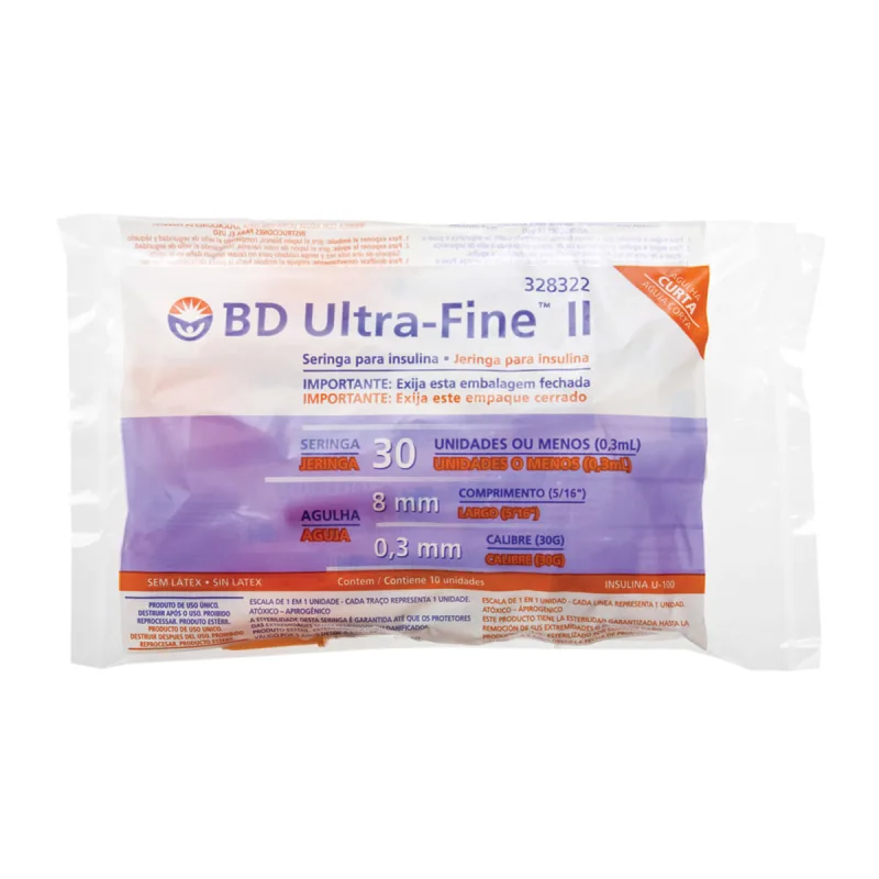 SERINGA DE INSULINA BD ULTRA-FINE 8MM CAPACIDADE DE 30... - Bd