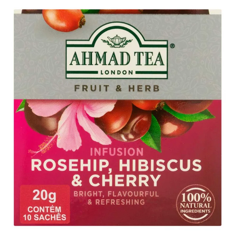 Chá Rosa Hibisco e Cereja London Fruit & Herb Ahmad Tea 20g 10 Unidades
