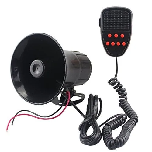 Gampro Car Siren Speaker, 12v 50w 7 tons som eletrônico carro sirene veículo buzina com microfone pa alto-falante sistema amplificador som de emergênc - Não Disponível