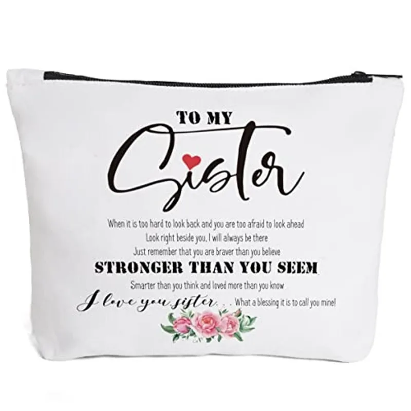 Para minha irmã presentes, irmã presentes de aniversário da irmã, amigos, presentes de irmã de irmãs - eu te amo bolsa de maquiagem irmã-irmã, para o aniversário, formatura melhores amigos sempre pers