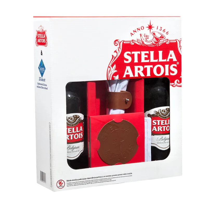 Cerveja Premium Lager Stella Artois Kit com 2 Garrafa 550ml + 2 Jogos Americanos