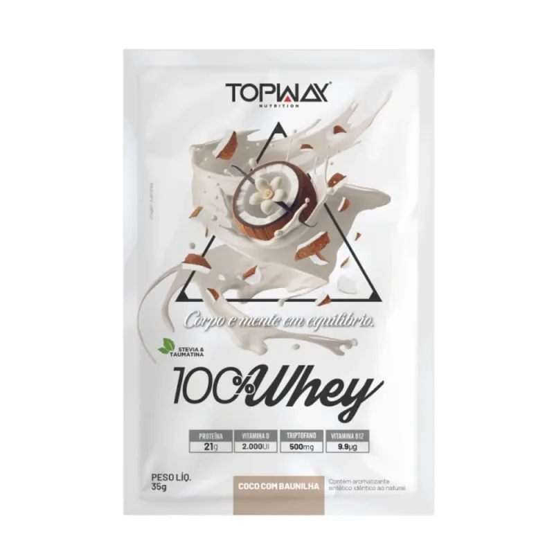 Whey Protein Topway 100% Whey Sabor Coco com Baunilha 35g - Topway