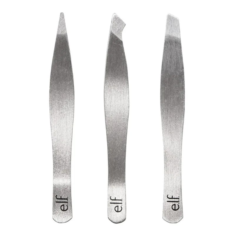Kit Tweezer Trio e. L. F. Três minipinças de sobrancelhas veganas