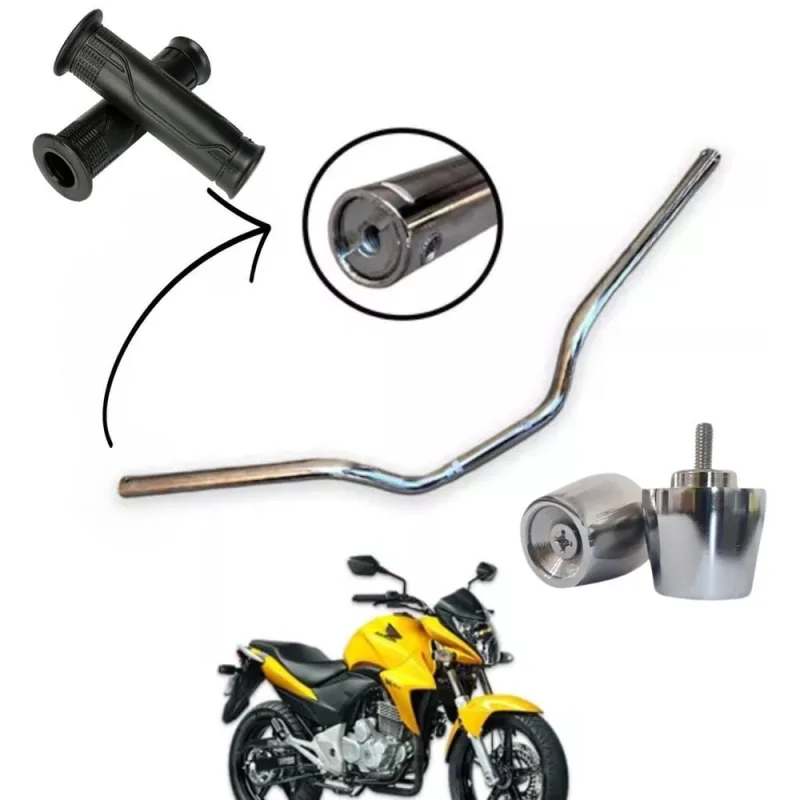 Kit Guidão Com Pesinho e Manoplas Honda Cb Twister 2009 a 2015 / Cb 300 2004 a 2008 Cromado Rosca Moto Alta Qualidade - Não Disponível