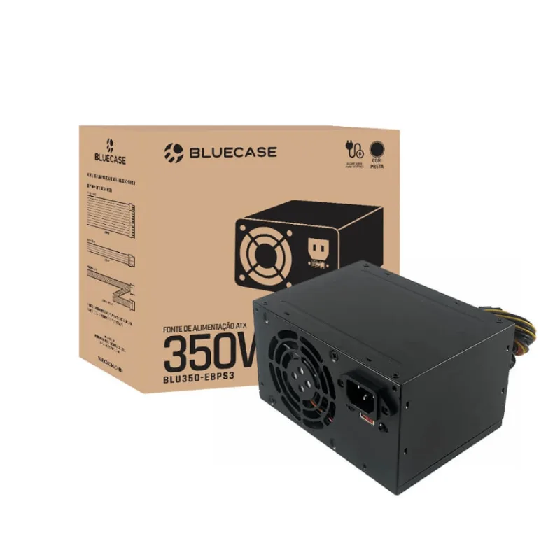 Fonte 350w Atx Blu350-ebps3 Bluecase Preto