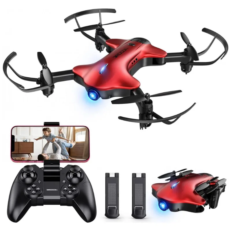 Drone Com Camera 1080p Controle Remoto 3 Velocidades, 2 Baterias, Spacekey, Vermelho