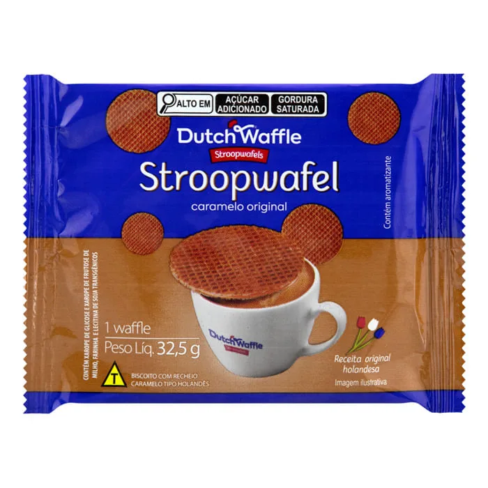 Biscoito Waffle Dutchwaffle Stroopwafel Recheio de Caramelo 32,5g - STROOPWAFEL