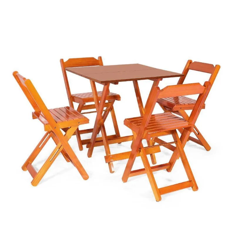 Conjunto Dobrável 70 X 70 Com 4 Cadeiras Dobráveis Mel - M. B Móveis
