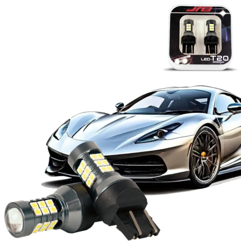 Par De Lâmpadas Led Pingão T20 7443 2 Polos Luz Diurna Drl R8