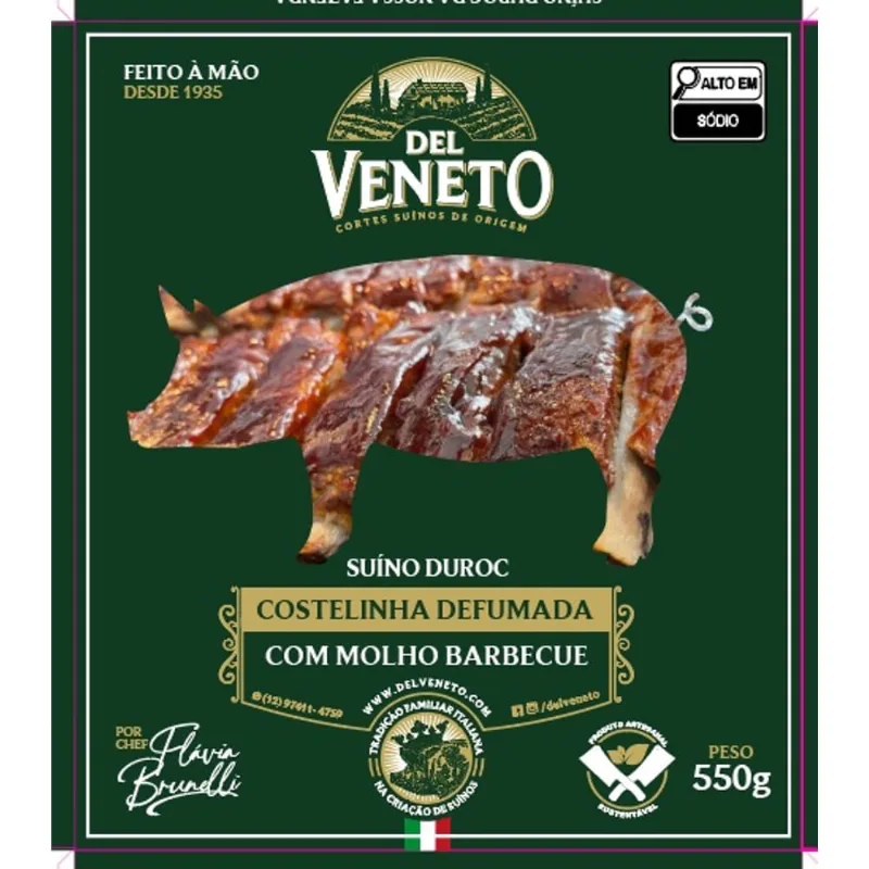 Costelinha Suína Doroc Defumada com Molho Barbecue Del Veneto 550g
