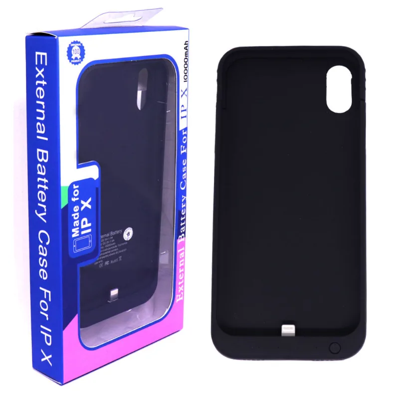 Capa Carregadora Bateria Portátil Externa Power Bank para iPhone X Usb Lighthing Preta