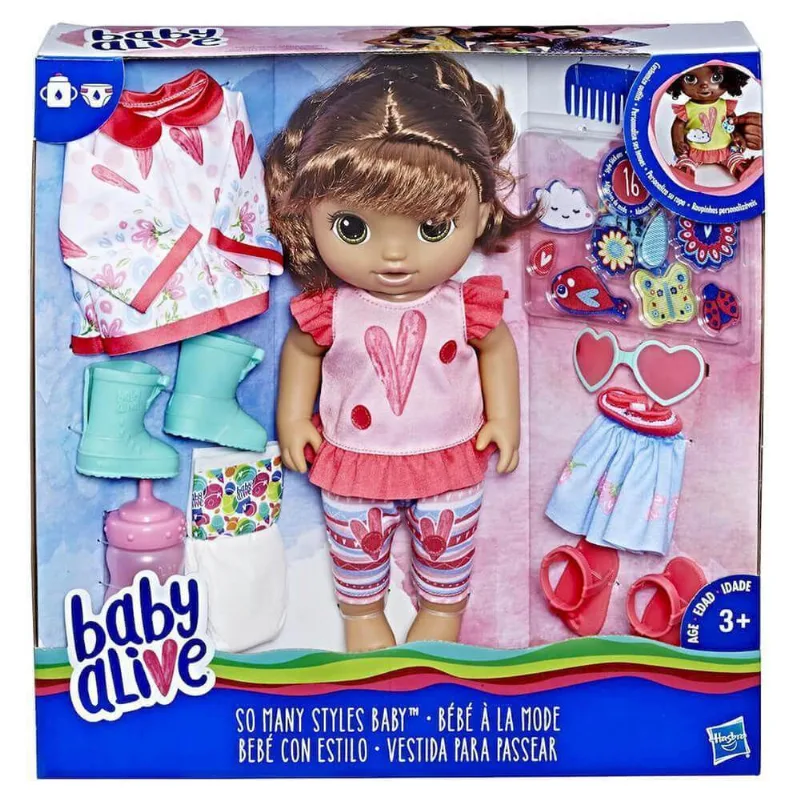 Boneca baby alive vestida para passear morena hasbro