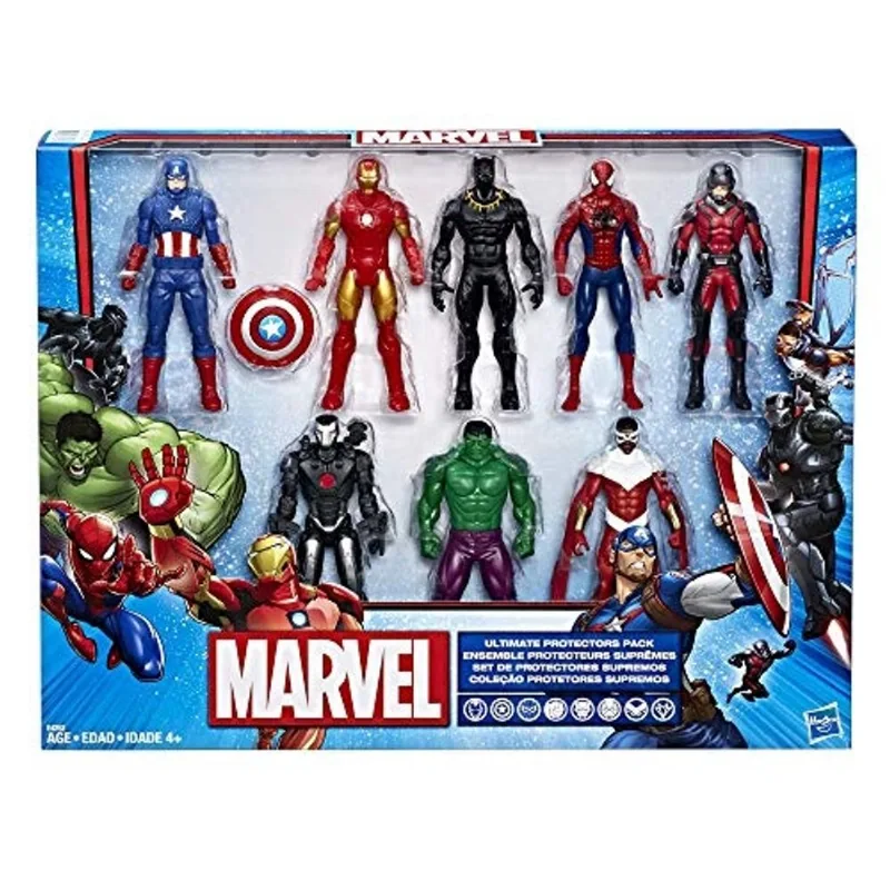 Marvel Avengers Action Figures - Homem de Ferro, Hulk, Pantera Negra, Capitão América, Homem-Aranha, Homem-Formiga, Máquina de Guerra & Falcão! (8 Figuras de Ação)