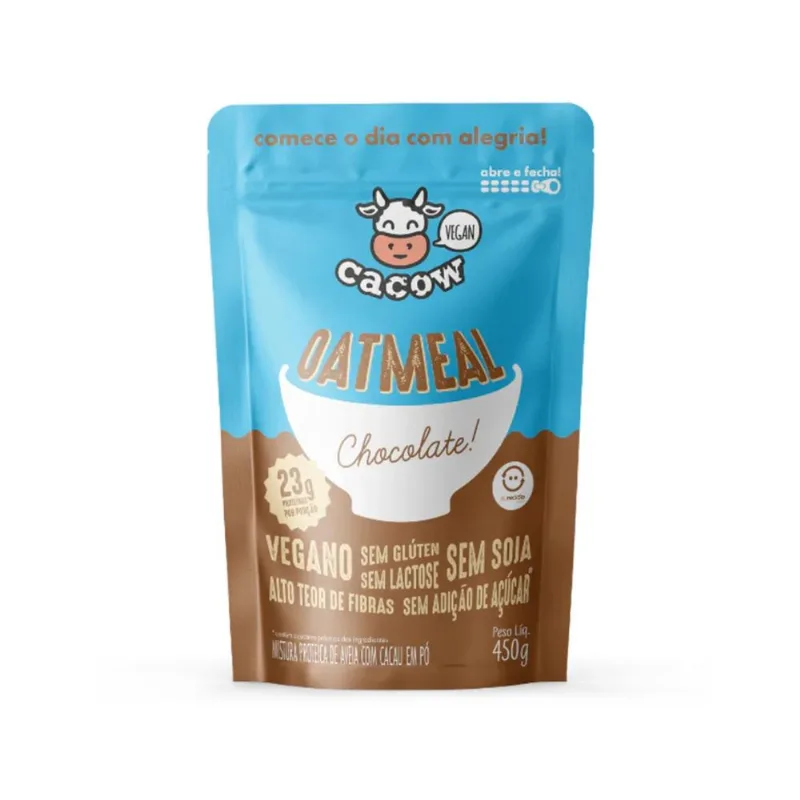 Aveia Proteica com Chocolate Sem Lactose Vegana Oatmel Cacow 450g