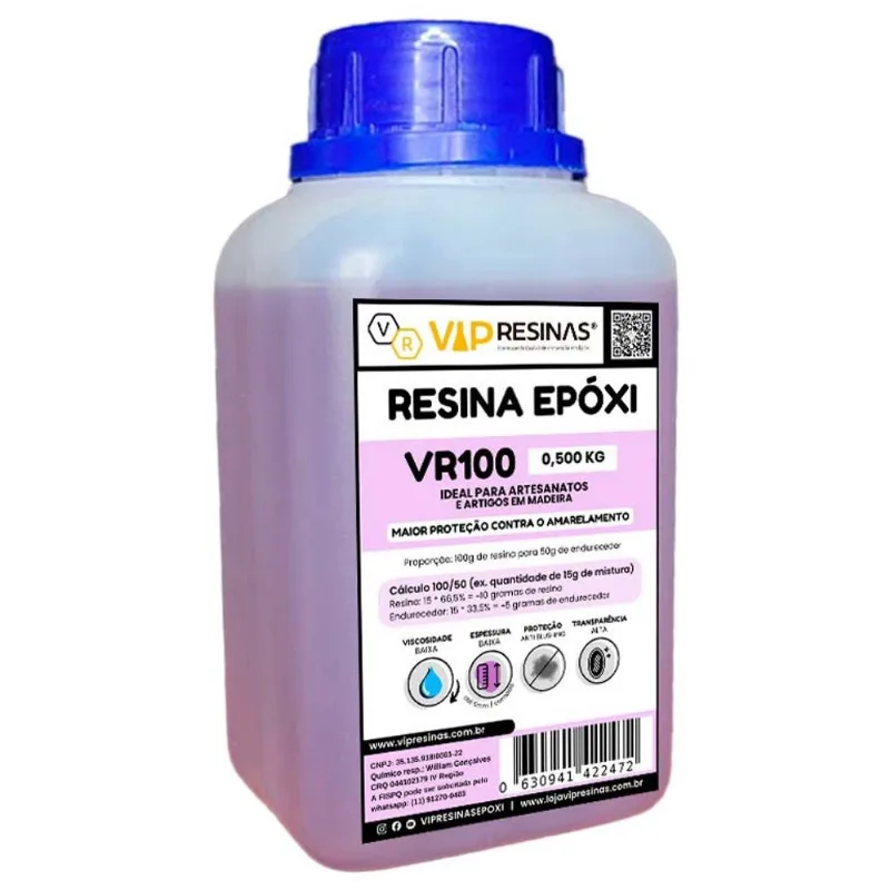 Resina Epóxi + Endurecedor VR100 uv 0,750kg Baixa Espessura