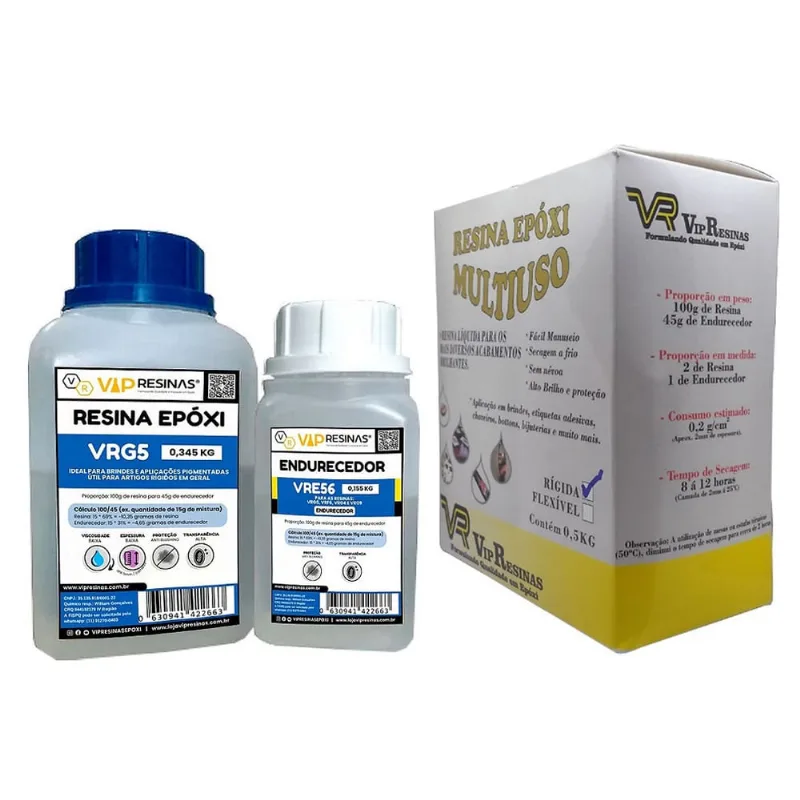 Resina Epóxi Rígida + Endurecedor VRG5 500g Baixa Espessura
