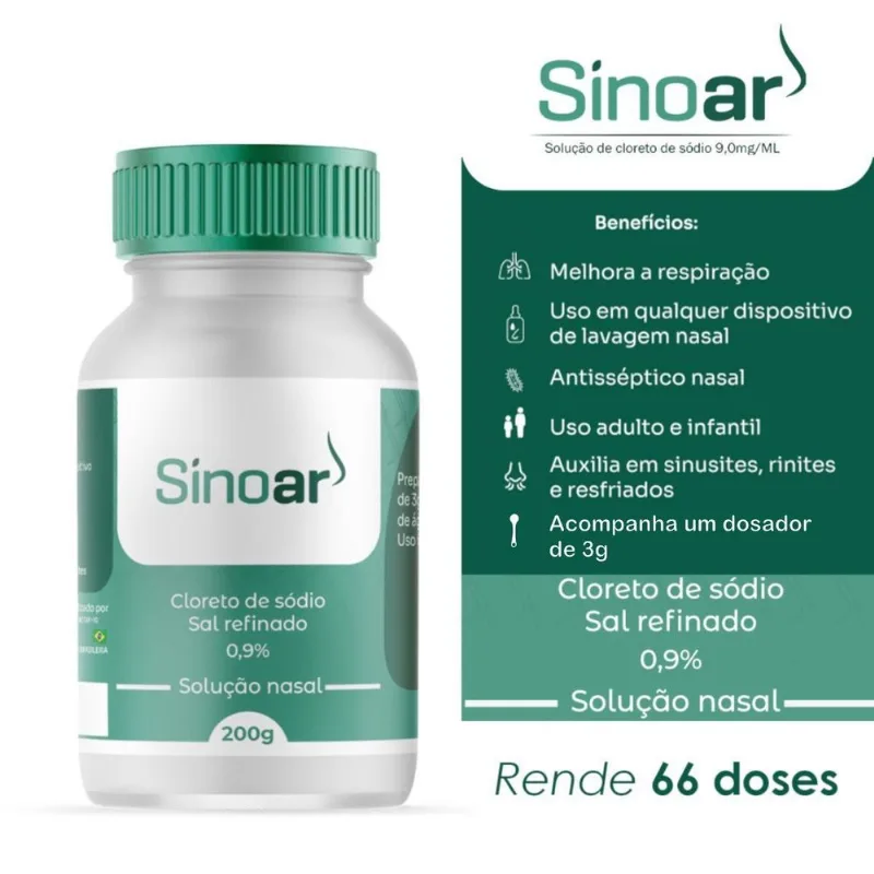 Sal Puro Refinado Sinoar Higienização Nasal Pote De 200g