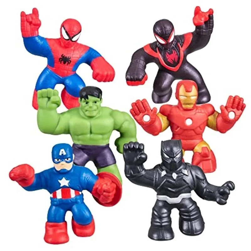 Mini-heróis elásticos e pegajosos da Marvel - 6 cores - Pacote Goo Jit Zu