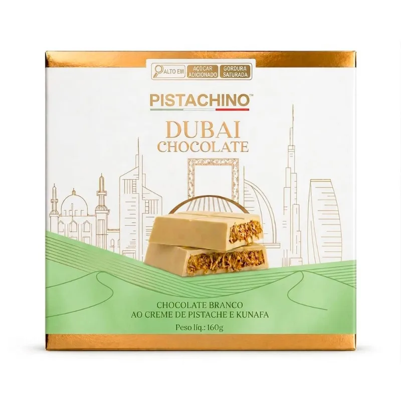 Chocolate Branco Dubai 2x80g Pistachino