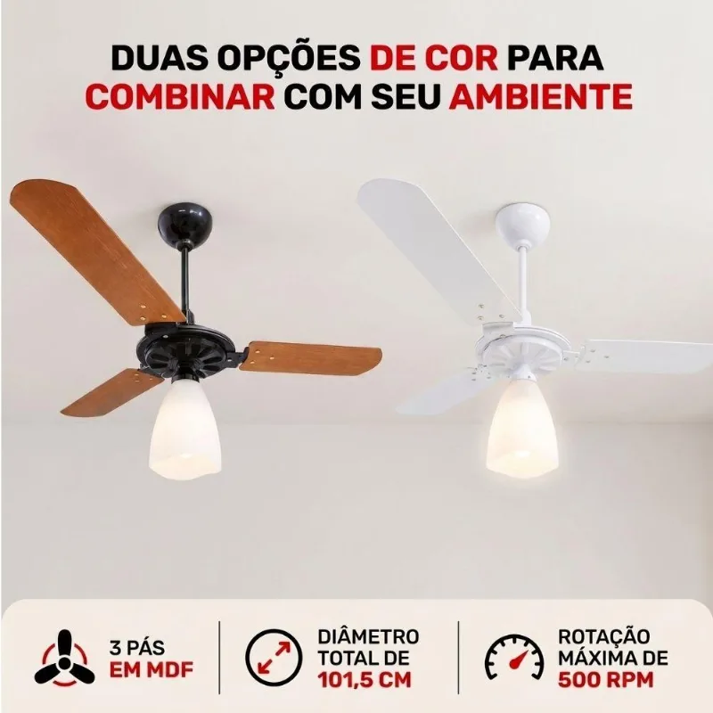 Ventilador De Teto Aeris 3 Pás Tulipa Aberta Casa Lys - Marrom - 220v