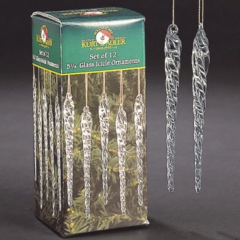 Kurt Adler 5-1/4-polegadas de vidro Icicle Ornamento 36-Piece Box Set