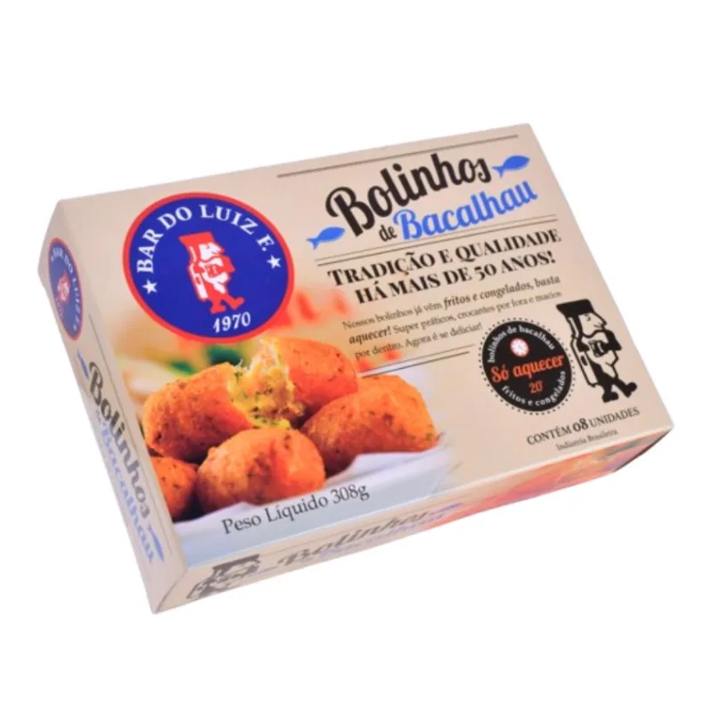 Bolinho de Bacalhau Congelado Bar do Luiz 308g com 8 Unidades