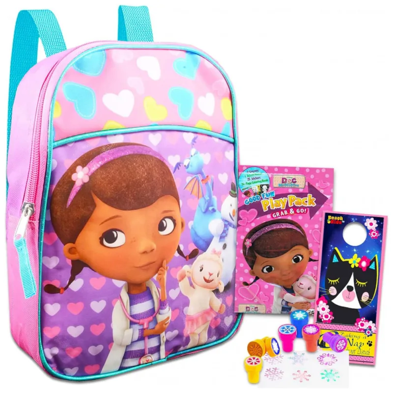 Mini Mochila Escolar Infantil 27cm Disney Bundle Doc McStuffins, Cor Rosa - Disney