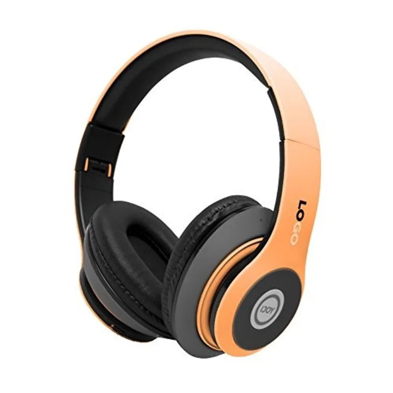 IJoy Matte Acabamento Fones de Ouvido Bluetooth, Fone de ouvido over-ear sem fio dobrável com microfone embutido, fm, Slot de cartão Micro sd (laranja)