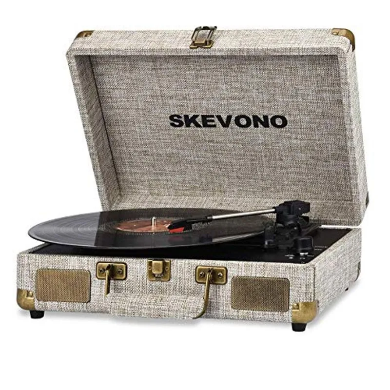 Toca-discos De Vinil, Mesa Giratória De Malas Portáteis Skevono 3 Speed, Bluetooth Vintage Record Player Com 2 Alto-falantes Embutidos, Supo
