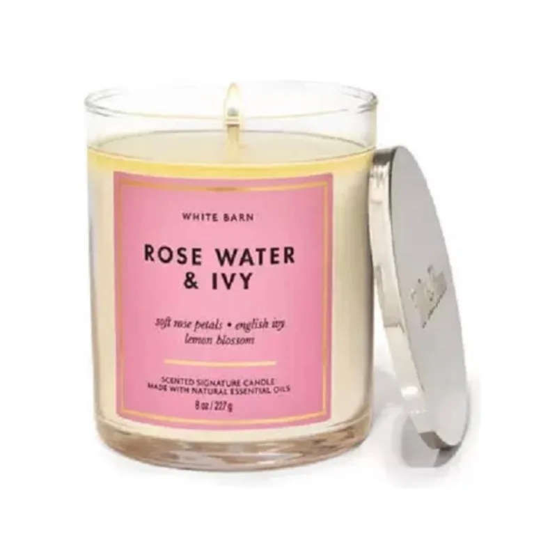 Vela Bath Body Work Rose Water & Ivy 227 gr- pavio simples