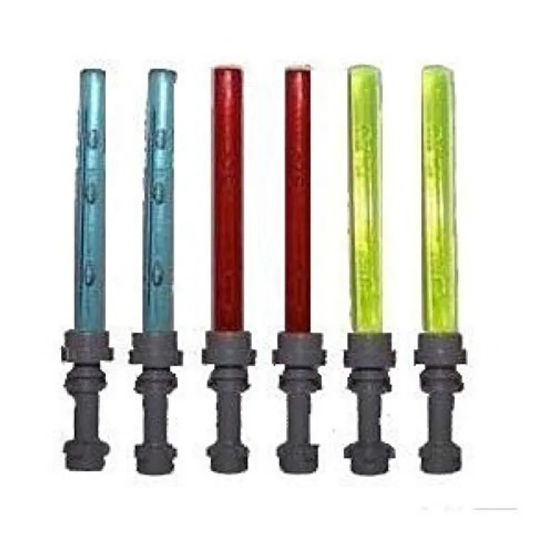 Sabres de luz lego pequenos mini (2 vermelhos, 2 azuis, 2 amarelos)