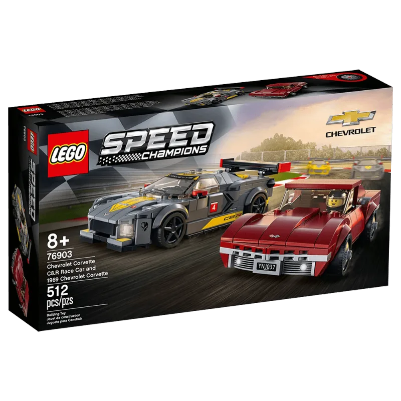 Blocos De Montar Lego Speed Champions Chevrolet Corvette C8.R Race Car e 1968