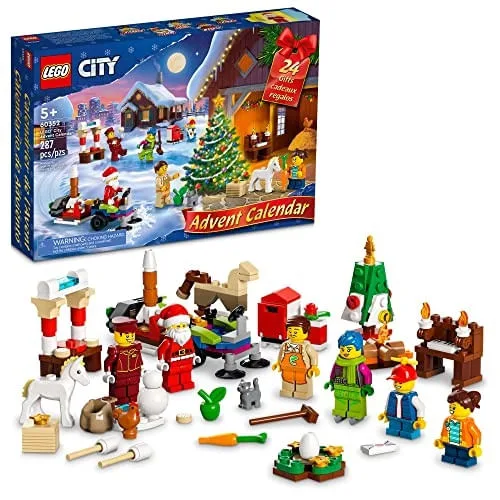 Lego City 2022 Calendário do Advento 60352 Construindo Conjunto de Brinquedos para Crianças, Meninos e Meninas 5 +; Inclui um Playmat da Cidade e 5 Pe - Lego