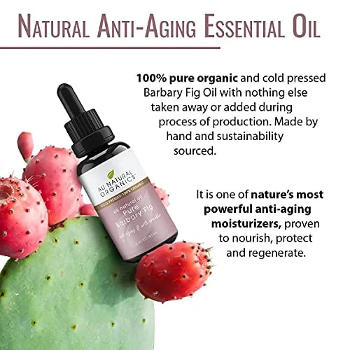 Au Natural Organics Barbary Fig Seed Oil - Natural Barbary Fig Seed Serum - Essencial Para Corpo Facial &amp; Cabelo (1 Oz./30ml) - Não Informado