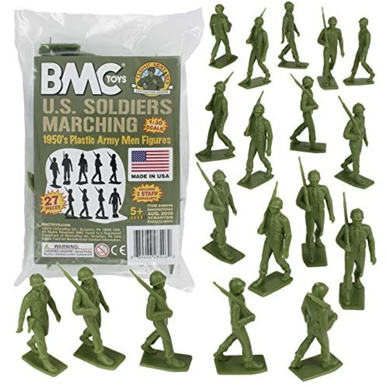 Bmc Marx Plastic Army Men Marching us Soldiers - Verde 27pc WW2 Figuras us Made