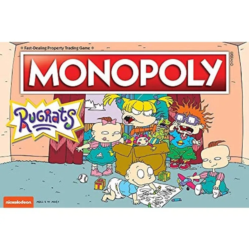 Usaopoly Monopoly Rugrats Jogo de Tabuleiro Baseado na série Nickelodean Rugrats Mercadorias Rugrats Oficialmente Licenciadas Jogo Clássico de Monopólio Temático
