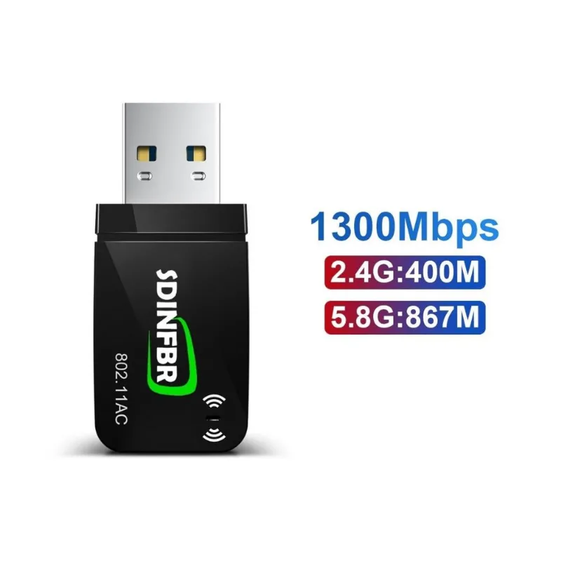 ADAPTADOR USB 3.0 WIRELESS AC1300 GIGABIT SD-AC13G RTL8812BU SDINFBR
