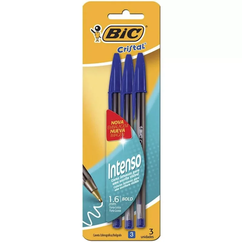 Caneta Cristal Bold BIC 3 unidades - Bic