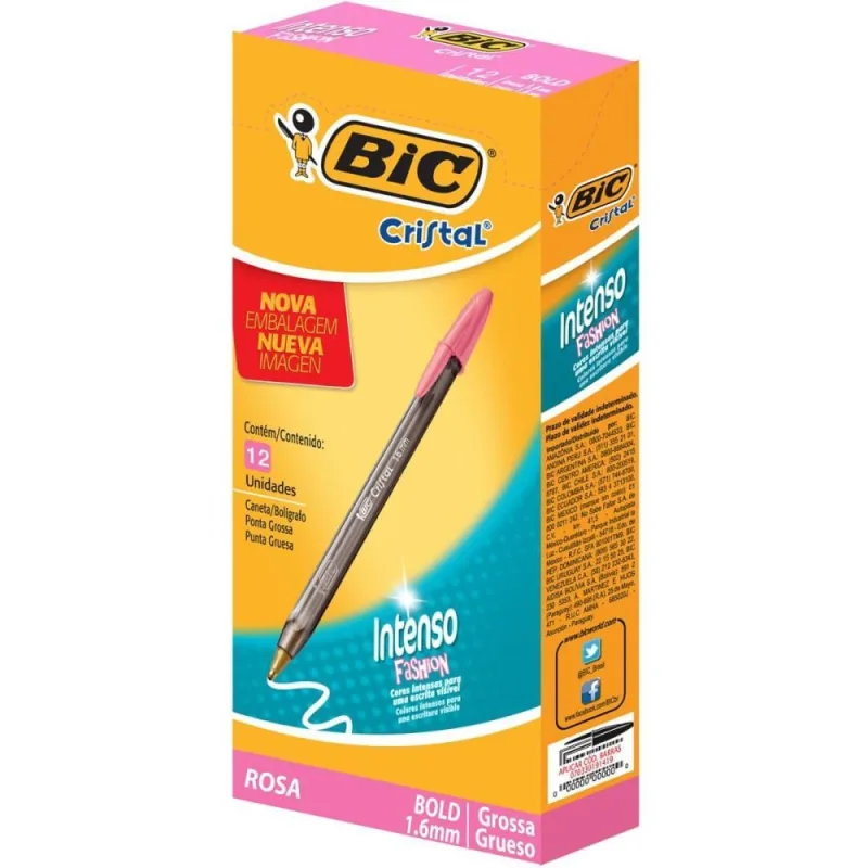 Caneta Esferografica Cristal BOLD Fashion Rosa - bic