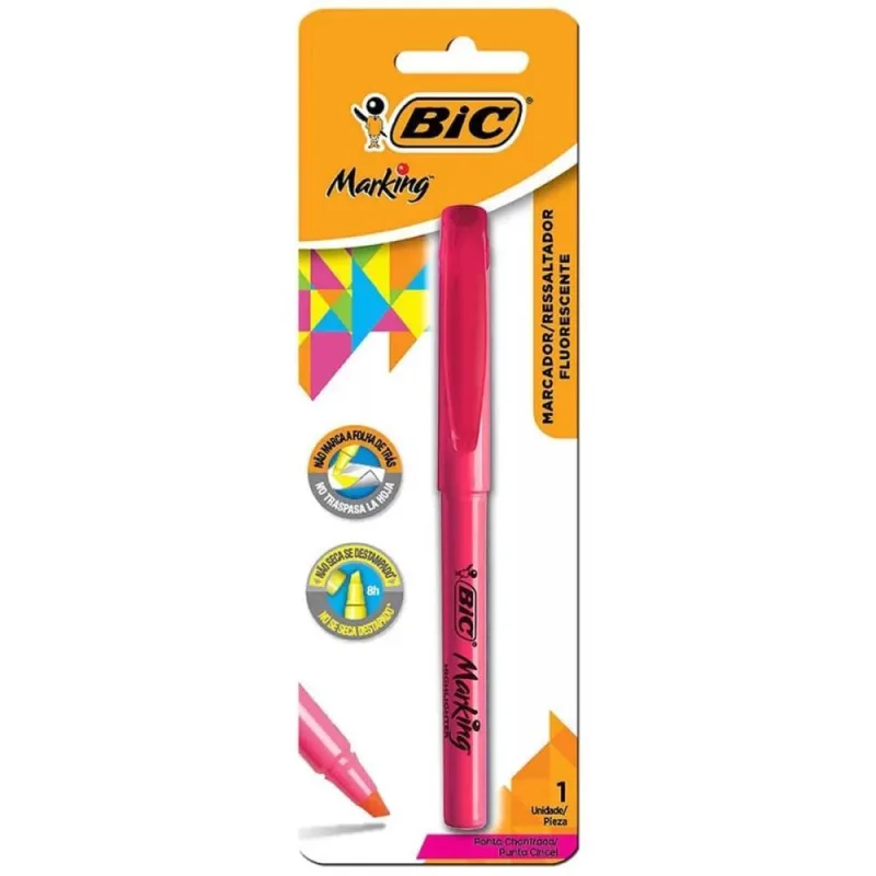 Caneta Marca Texto Marking Rosa - bic